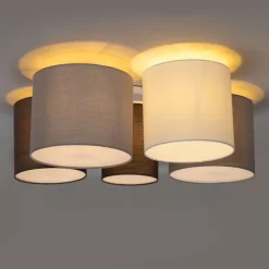 Plafondlamp wit grijs en bruin 5-lichts - Multidrum