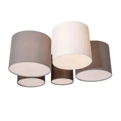 Plafondlamp wit grijs en bruin 5-lichts - Multidrum