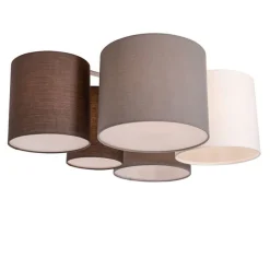 Plafondlamp wit grijs en bruin 5-lichts - Multidrum