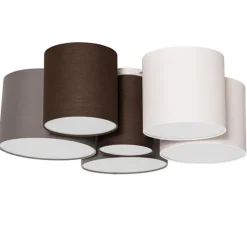 Plafondlamp wit grijs en bruin 6-lichts - Multidrum