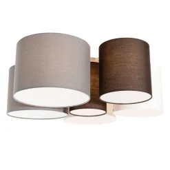 Plafondlamp wit grijs en bruin 6-lichts - Multidrum