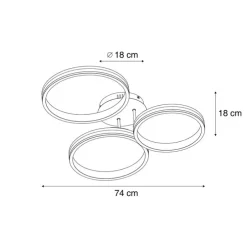 Plafondlamp wit incl. LED 3-staps dimbaar 3-lichts - Navara