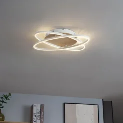 Plafondlamp wit met hout incl. LED 3-staps dimbaar 2-lichts - Kane