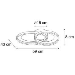 Plafondlamp zwart 59 cm Incl. LED 3-staps dimbaar - Anita