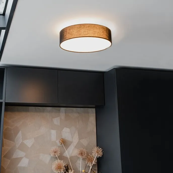 Plafondlamp zwart 40 cm incl. LED - Drum LED