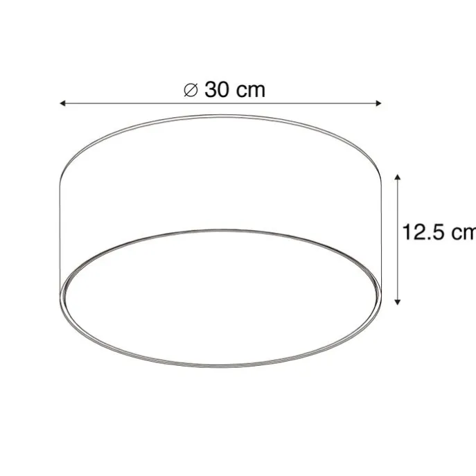 Plafondlamp zwart 30 cm incl. LED - Drum LED