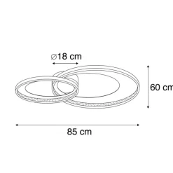 Plafondlamp zwart 85 cm Incl. LED 3-staps dimbaar - Anita