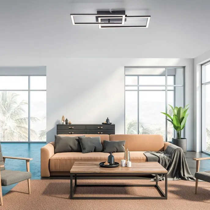 Plafondlamp zwart 54 cm incl. LED 3-staps dimbaar - Georgi