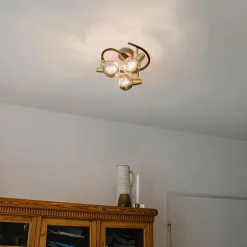 Plafondlamp zwart 44,5 cm met smoke glas 3-lichts - Vidro