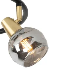Plafondlamp zwart 44,5 cm met smoke glas 3-lichts - Vidro