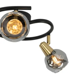 Plafondlamp zwart 44,5 cm met smoke glas 3-lichts - Vidro