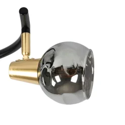 Plafondlamp zwart 44,5 cm met smoke glas 3-lichts - Vidro