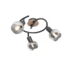 Plafondlamp zwart 44,5 cm met smoke glas en hout 3-lichts - Vidro