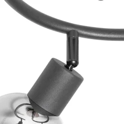 Plafondlamp zwart 44,5 cm met smoke glas en hout 3-lichts - Vidro