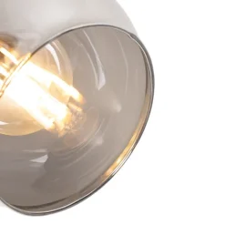 Plafondlamp zwart 44,5 cm met smoke glas en hout 3-lichts - Vidro