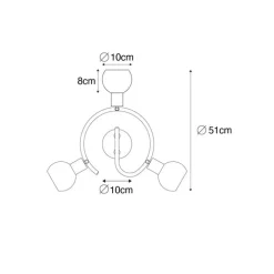 Plafondlamp zwart 44,5 cm met smoke glas en hout 3-lichts - Vidro