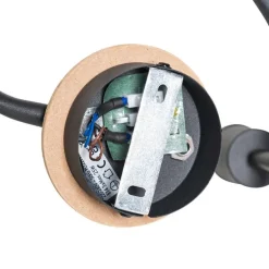 Plafondlamp zwart 44,5 cm met smoke glas en hout 3-lichts - Vidro