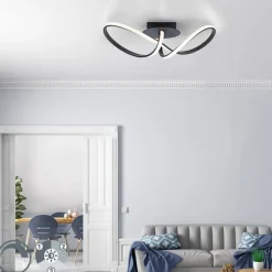 Plafondlamp zwart 61 cm 3-staps dimbaar incl. LED - Viola Due