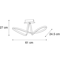 Plafondlamp zwart 61 cm 3-staps dimbaar incl. LED - Viola Due
