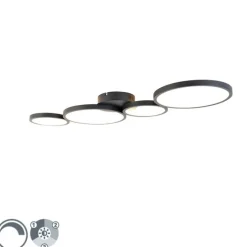 Plafondlamp zwart incl. LED 3 staps dimbaar 4-lichts - Lupolo