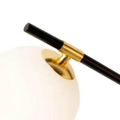 Plafondlamp zwart met goud en opaal glas 6-lichts - Lynn