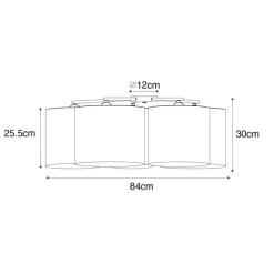 Plafondlamp zwart met gouden binnenkant 5-lichts - Multidrum