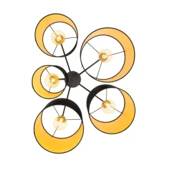 Plafondlamp zwart met gouden binnenkant 5-lichts - Multidrum