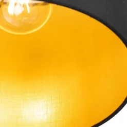 Plafondlamp zwart met gouden binnenkant 6-lichts - Multidrum