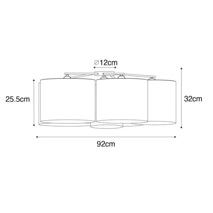 Plafondlamp zwart met gouden binnenkant 6-lichts - Multidrum