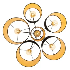 Plafondlamp zwart met gouden binnenkant 6-lichts - Multidrum