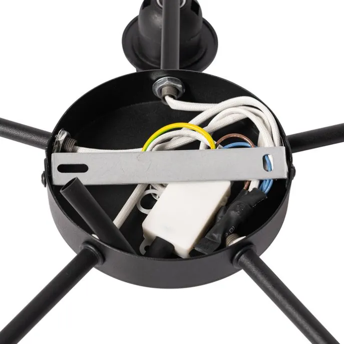 Plafondlamp zwart met gouden binnenkant 6-lichts - Multidrum