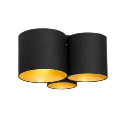 Plafondlamp zwart met gouden binnenkant 3-lichts - Multidrum
