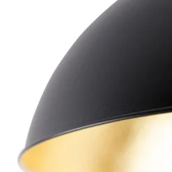 Plafondlamp zwart met goud 42 cm verstelbaar - Magnax