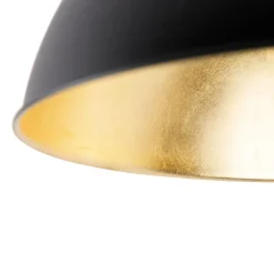 Plafondlamp zwart met goud 42 cm verstelbaar - Magnax