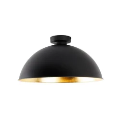 Plafondlamp zwart met goud 42 cm verstelbaar - Magnax
