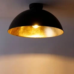 Plafondlamp zwart met goud 42 cm verstelbaar - Magnax