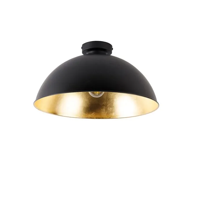 Plafondlamp zwart met goud 42 cm verstelbaar - Magnax
