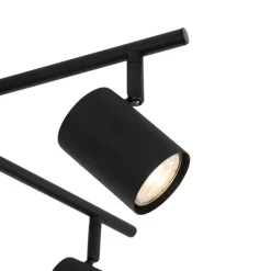 Plafondlamp zwart met hout 5-lichts verstelbaar rechthoekig - Jeana