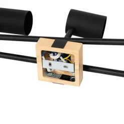 Plafondlamp zwart met hout 5-lichts verstelbaar rechthoekig - Jeana