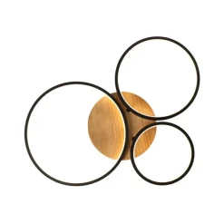 Plafondlamp zwart met hout incl. LED 3-staps dimbaar 3-lichts - Alec