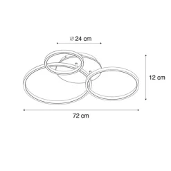 Plafondlamp zwart met hout incl. LED 3-staps dimbaar 3-lichts - Alec