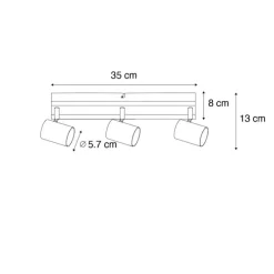 Plafondlamp zwart met hout 3-lichts verstelbaar rechthoekig - Jeana