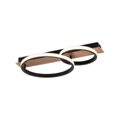 Plafondlamp zwart met hout incl. LED 2-lichts - Marien