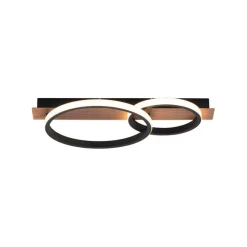 Plafondlamp zwart met hout incl. LED 2-lichts - Marien