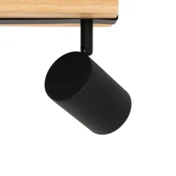 Plafondlamp zwart met hout 2-lichts verstelbaar rechthoekig - Jeana