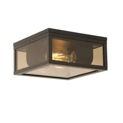 Plafondlamp zwart met smoke glas 2-lichts IP44 - Charlois