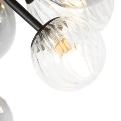 Plafondlamp zwart met smoke en helder glas 10-lichts - Bonnie