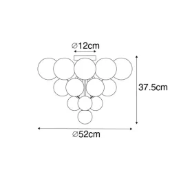 Plafondlamp zwart met smoke en helder glas 10-lichts - Bonnie