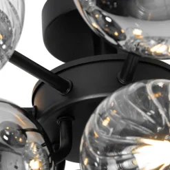 Plafondlamp zwart met smoke en helder glas 10-lichts - Bonnie