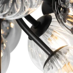 Plafondlamp zwart met smoke en helder glas 10-lichts - Bonnie